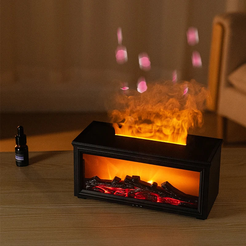 Difusor de Aceites Esenciales con Efecto Chimenea LED|Humificador USB con Control Remoto.