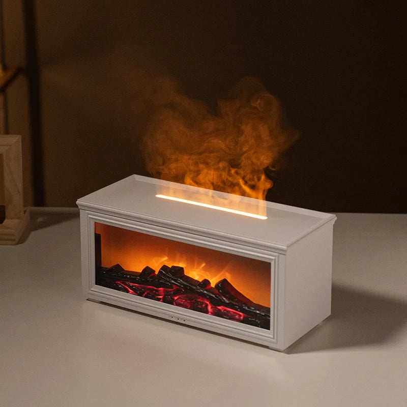 Difusor de Aceites Esenciales con Efecto Chimenea LED|Humificador USB con Control Remoto.