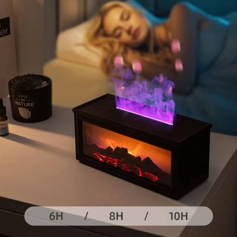 Difusor de Aceites Esenciales con Efecto Chimenea LED|Humificador USB con Control Remoto.
