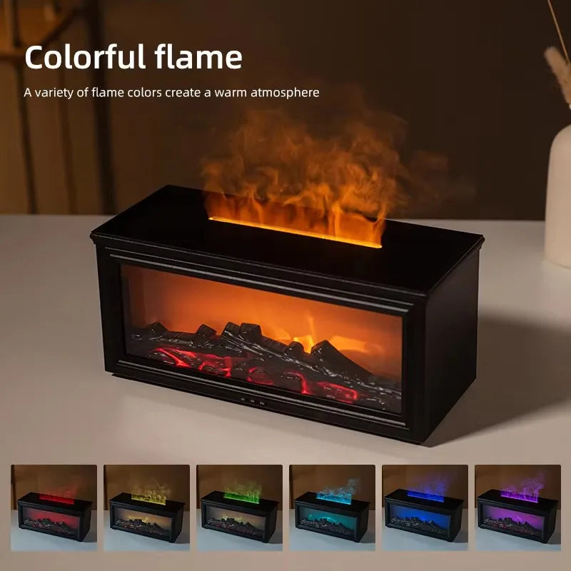 Difusor de Aceites Esenciales con Efecto Chimenea LED|Humificador USB con Control Remoto.